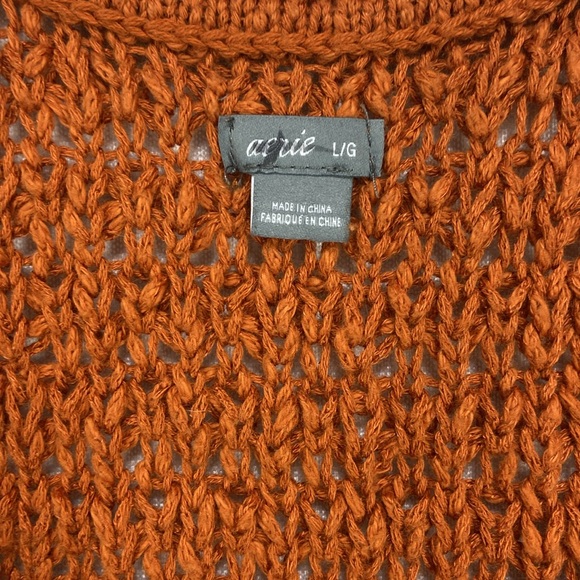 Aerie Sleeveless Crochet Sweater Burn Orange Size L - Picture 3 of 8